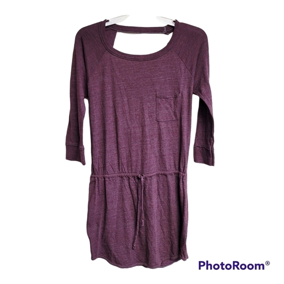 Chaser Burgundy Drape Open Back Tie Cinch Waist Shirttail Mini Dress - Picture 1 of 6